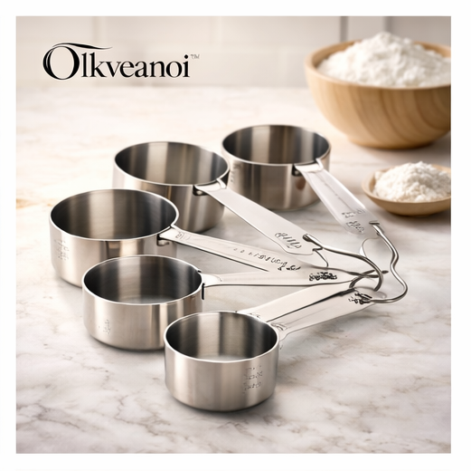 Olkveanoi™ Stainless Steel Measuring Cups Set – 5-Piece